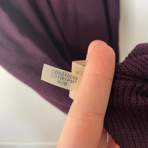 Calvin Klein Purple Short Sleeve Zip Cowl Asymmetrical Neck Sweater Dress Sz L - Picture 6 of 10